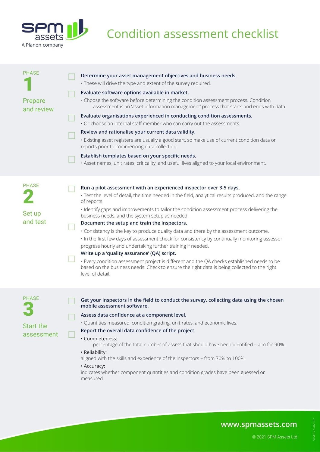 Condition Assessment Checklist Spm Assets